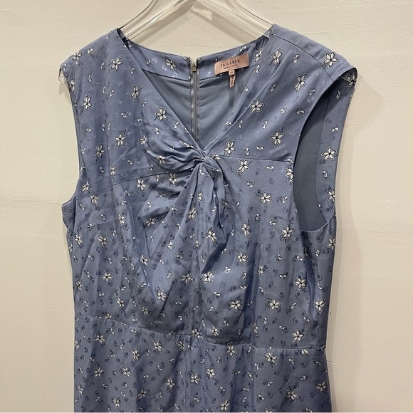 Tailored Rebecca Taylor Petal Fleur Silk-Blend Mini Dress Size 14 Blue Fog - Picture 4 of 9